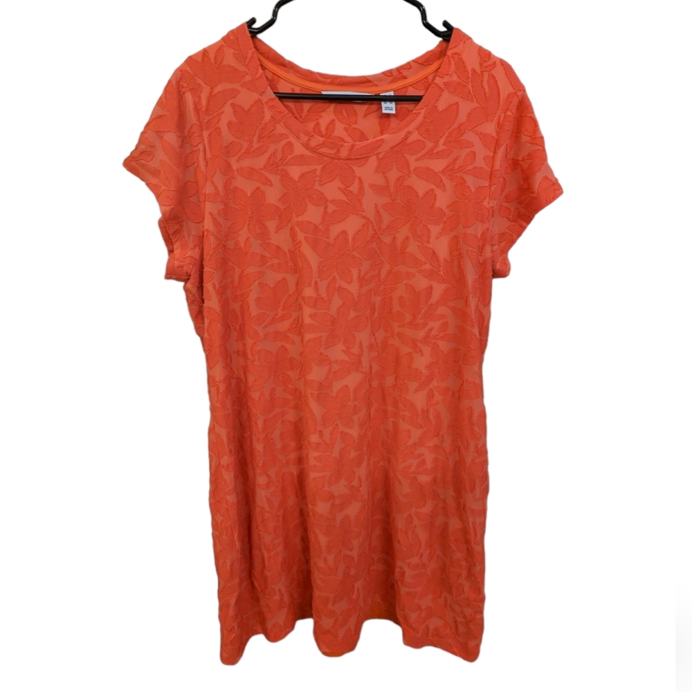 Isaac Mizrahi Orange/Coral Shift Mini Dress Sz Large